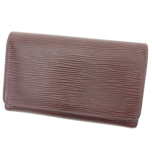 Louis Vuitton bifold Epi Wallet Brown Porte accessory Tresor Monnaie - Picture 1 of 5